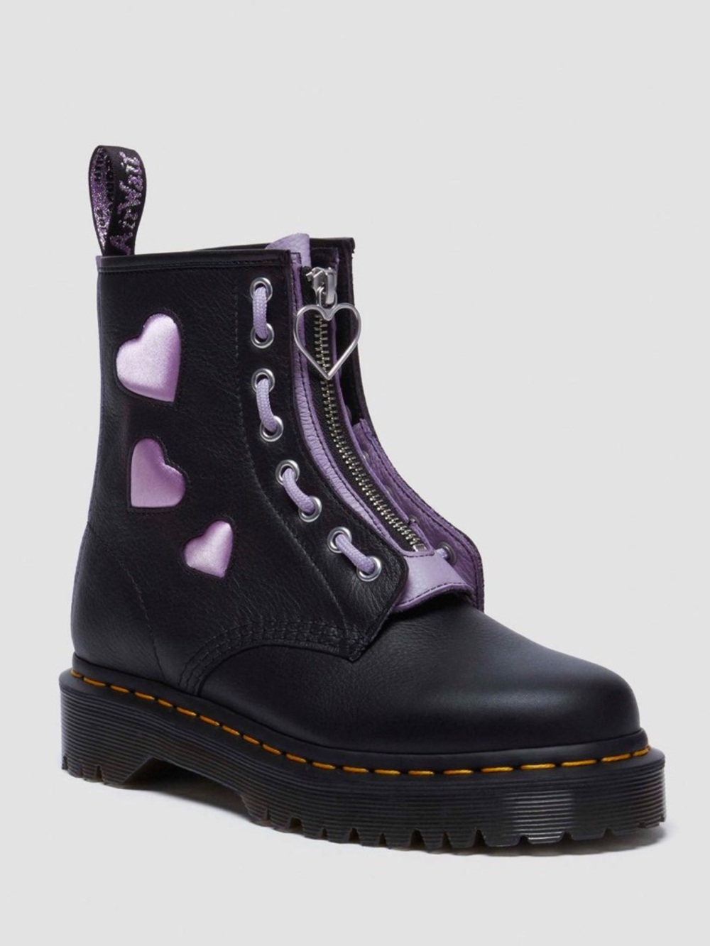Dr. Martens 1460 ZIP HEART VIRGINIA SATIN LUX LACE UP BOOTS 5M/6W DS NB